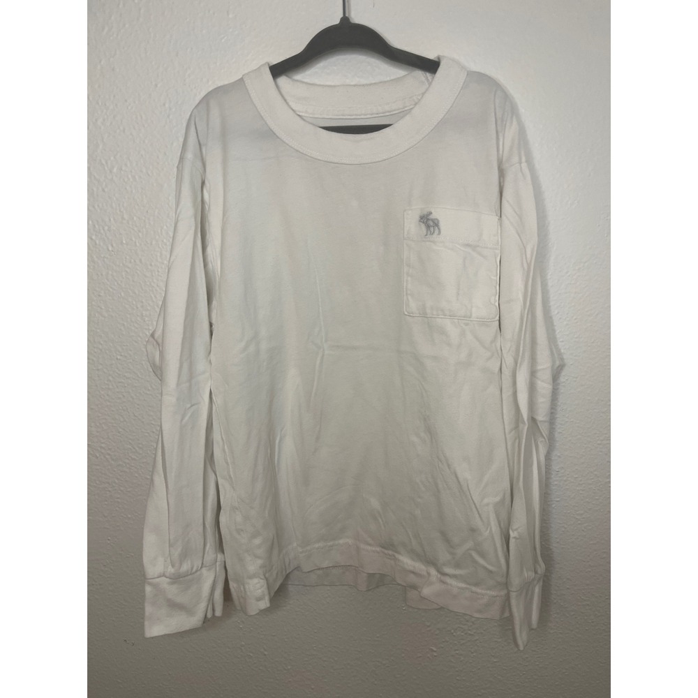 Abercrombie Kids Relaxed Fit White Long Sleeve Pocket T-Shirt